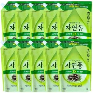 엘지생활건강 자연퐁 찌든때 걱정없는 솔잎 주방세제 리필 1.4L 10개