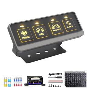 소머 와이어리스 4 갱 스위치 패널, 다기능 리모컨 오프로드 라이트 방수 스위치 패널, 12V-24V 트럭 SUV ATV UTV 차량용 유니버설 서킷 IC 컨트롤 시스템 등(그레이)