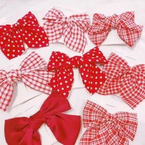크리스마스 레드 빅 리본핀 헤어핀 왕리본 집게핀 빅리본핀 왕리본핀 체크핀 집게핀 리본핀
