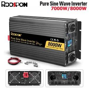 인버터 RDDSPON 24V 12V를 220V로 변환하는 7000W 8000W 파워 듀얼 EU 소켓 LCD 디스플레이 순수정현파 50/