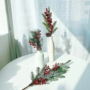 [제이빌라]레드베리 조화 나뭇가지 크리스마스 가랜드 생화같은 겨울조화 센터피스 테이블 꽃 장식