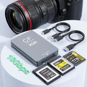 3 in 1 CF Express 타입 B/XQD/SD 카드 리더, 듀얼 슬롯 USB 3.2(10Gbps) B 메모리 리더 어댑터, 소니 G/M 시리즈, 렉사, B, Windows/Mac용 (블랙)
