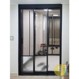 [바른도어]23번 초슬림3연동중문 유리고시형 블랙 브론즈+아쿠아강화유리a