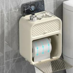 ksr 벽걸이 화장지 휴지케이스 벽면 티슈 접착식 무타공 휴지 걸이 휴지케이스 화장실 선반형