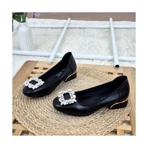 제이시 발볼넓은 3CM 큐빅구두 소가죽 여자구두 K356