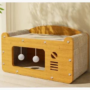 고양이 소형 사각 골판지 종이 스크래쳐 숨숨집 하우스 휴식공간 실내용 지붕집