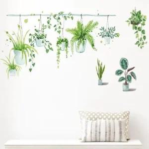 수채화 식물 벽장식 스티커 실내 인테리어 포인트 소품 벽지스티커 화장실스티커 스트지스티커
