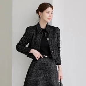 [시크라인] (~XXL까지) 테아린 카라 펄 트위드 자켓 가을 하객룩 오피스룩 모임룩 격식룩 자체제작 빅사이즈