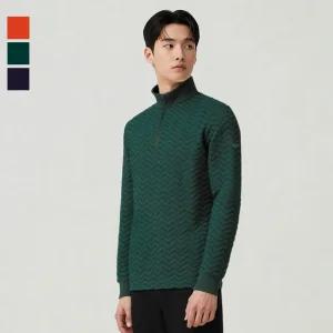 웨스트우드 남성 자카드 배색 집업 티셔츠_WN4MCTS333