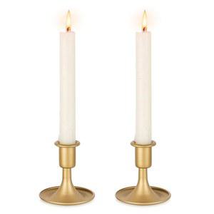 인웨더 골드 테이퍼 캔들 홀더 빈티지: 작은 스틱 장식 황동 가정용 식탁 웨딩 센터피스 홀리데이 파티 크리스마스 맨텔 2종 세트