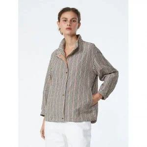 닥스레이디스 91사이즈 닥스 여성 브라운 체크 긴팔 캐주얼 점퍼 WKJU3BE31W3 963888