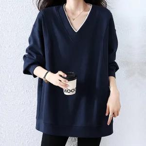 [블랙퀸][블랙퀸] 브이넥 루즈핏 맨투맨티 blk003968