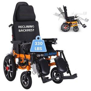 리클라이닝 전동 휠체어, 접이식 지능형 20마일 장거리 헤드레스트가 있는 노인용 경량 리모컨 휠체어