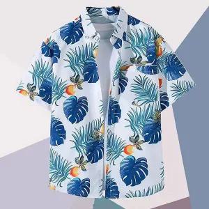 여름 남자 하와이안 셔츠 휴양지룩 야자수 프린트 남방