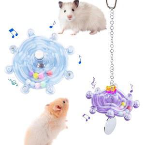 FlidRunest 2PCS 컬러풀한 회전 햄스터 장난감, 케이지용 운동 휠, 지능 훈련 장난감
