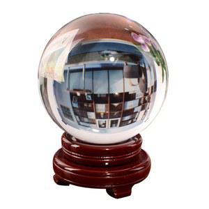 수정 구슬 유리 투명 8cm 나무 크리스탈볼 받침 수정구