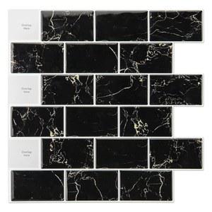 Art3d 10매 필 앤 스틱 서브웨이 백스플래시 12인치 x 12인치 블랙 디자인