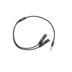 Coms 이어폰 2분배 케이블 30cm Y형 블랙 연장선