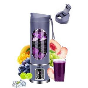 쉐이크와 스무디를 위한 언도리아 휴대용 블렌더 무선, 12개의 블레이드 USB 충전식 소형 블렌더, 얼음과 냉동 과일을 16온스 개인용, 작고 청소하기 쉬우며 가정과 여행에 이상적입니다(보라색)