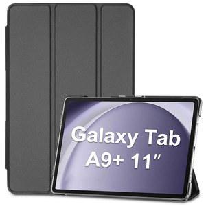 갤럭시 탭 A9 Plus/A9+ 5g 11인치 2023 SM-X210 SM-X215 SM-X216 SM-X218, Plus 2023용 슬림 스탠드 하드 백 쉘 보호 커버 폴리오 케이스 - 블랙