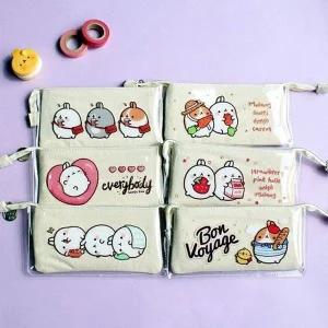 [셀러에이드]몰랑 캔버스 투명 필통 랜덤 초등문구세트 초등학생필