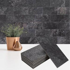 스타일로뷰 100피스 필 앤 스틱 주방용 백스플래시, 3인치 x 6인치 PVC 서브웨이 타일 2025 업그레이드된 그래파이트 스톤 백스플래시 스틱, 엘리베이트 주방 벽난로 RV