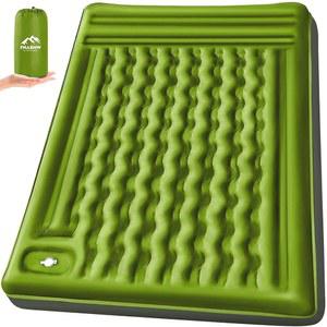 FNARMW 더블 슬리핑 패드 캠핑, 셀프 인플레이팅 6인치 엑스트라 두께 2인용 베개 내장 풋 펌프 방수 인플레이터블 매트 백팩킹, 텐트, 하이킹, 휴대용 캠핑 패드(옐로우 그레