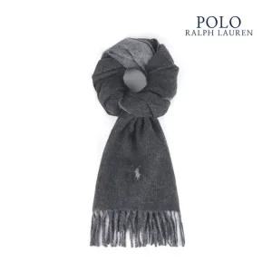 [백화점판] 폴로 포니자수 클래식 리버시블(양면) 울 머플러 차콜
