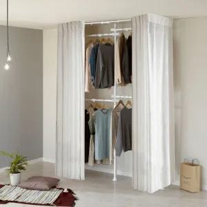왕자 화이트 드레스룸 3P 행거 커튼 선택형 시스템 옷장