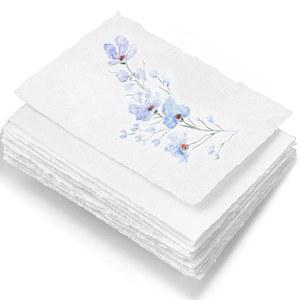 방랑하는 A5 핸드메이드 데크 엣지 면지 - 차가운 압착 질감 페인트, 수채화, 글쓰기, 프린터 카드, 초대장, 메뉴, 예술 및 공예품. 50팩 흰색 150gsm 5.8인치 x