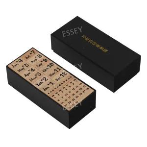 나무 달력 도장 만년 BAR 개월 도장세트 캘린더 소품 단단한 세트 빈티지