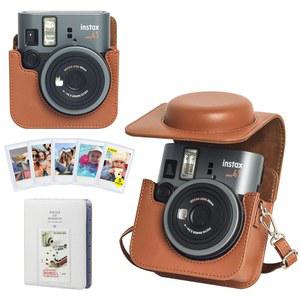 후지필름 인스탁스 미니 41 즉석 필름 카메라용 CAIYOULE 카메라 케이스, 후지 41용 레트로 가죽 보호 크로스바디 백, 64장의 사진 앨범, 조절 가능한 어깨 스트랩, -노