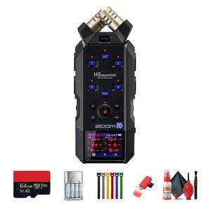 Zoom H6essential 6트랙 32비트 플로트 휴대용 오디오 레코더 번들(4X AA 배터리 포함) + 충전기 Extreme Pro 64GB microSDXC 메모리 카드 기타