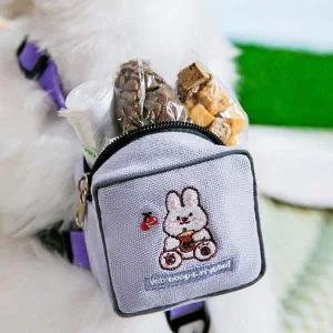 [골드스마일]백팩 하네스 리드줄 L 퍼플 미니 포켓 길이조절 간식