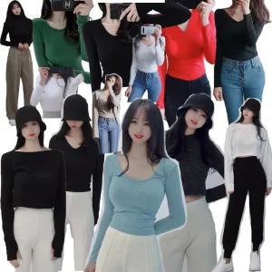 겨울티 긴팔티 여성티셔츠 니트 맨투맨 라운드넥 브이넥 티셔츠 폴라티 폴라나시 무지티 스판티 크롭티 면티 글램 섹시티 루즈티 박시핏 빅사이즈 티셔츠 홈웨어