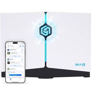 HYPEREV 게이밍 라우터 WiFi 부스터 - 90일 무료 GearUP 구독, AX3000 PC & 콘솔 게임 부스터, 듀얼 밴드 6, 2402Mbps 5GHz 및 2.4GHz(코어 플랜 화이트)