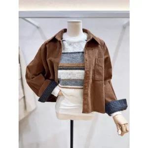 [갤러리아] [LAP]소매배색 코듀로이 크롭셔츠 (AR4WBB20)