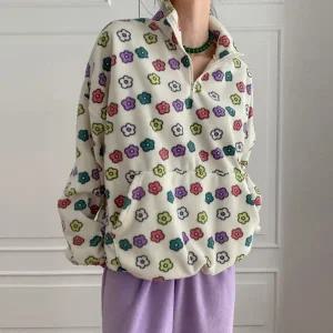 여성 99까지 양기모 후리스 플라워 아노락 반집업 맨투맨 티셔츠 꽃무늬 플리스 -WTS0241- 겨울