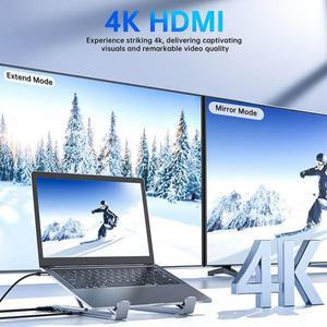 플러그 앤 플레이 8 in 1 USB C 노트북 지원 공용 도킹 스테이션 접이식 태블릿 홀더 타입 C 어댑터