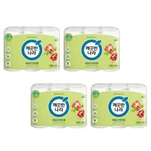 깨끗한나라 데일리 키친타올 그린패키지 130매 X 6롤 X 4팩 요리전후 물기 기름기 흡수 캠핑 주방 위생