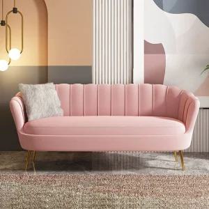 핑크색 벨벳 쇼파 3인용 로비 라운지 옷가게 인테리어