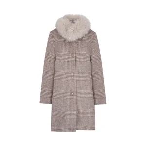 [크로커다일레이디] 크로커다일 레이디 알파카체크소재 폭스 카라탈부착 코트CLDWCT108