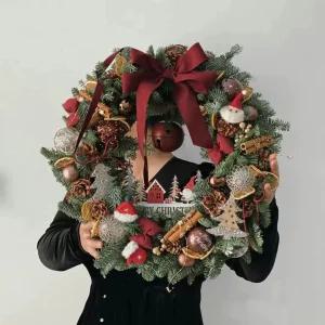 크리스마스리스 벽트리 벽장식 솔방울 대형 원형트리 완제품 풀세트 실내 매장 크리스마스트리