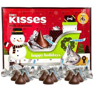 허쉬 밀크 초콜릿 키스 캔디, 2024 크리스마스 어드벤트 캘린더 가득