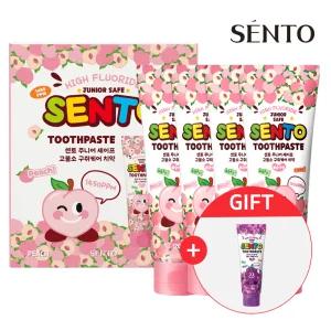 주.니어 구취케어 고.불소 어린이치약 복숭아향 120g 4개 +포도향1개