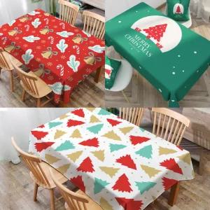 크리스마스 방수 테이블보 식탁 커버 행사용 야외 린넨 연말 캠핑 카페 홈파티 2~4인용