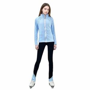 조이캔 걸스 라이트 블루 피겨 스케이팅 트레이닝복 세트 다이아몬드 플러시 고급 의류