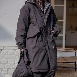 야상 롱 패딩 점퍼 면 허리스트링 루즈핏 여성 빅사이즈