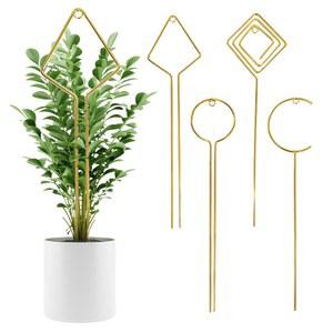 엘프존 식물 트렐리스 실내 - 등반 식물을 위한 4팩 작은 후프 미니, 다양한 패턴의 15.7인치 트렐리스, 꽃 화분을 포도나무 지지대(골드)