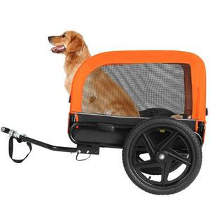 Sepnine Dog Bike Trailer, Cart for Bicycle, Suitable Small and Medium Pets, Easy Folding Frame, Quick Release Wheel, Non- Floor, Internal Leash, 66LBS Orange